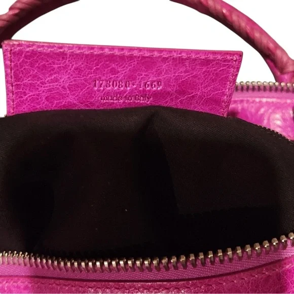 Auth Balenciaga large City Work Giant silver Hardware Magenta Lambskin Bag New - Picture 10 of 15